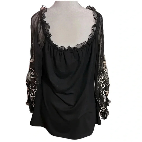 Vintage Collection off shoulder embroidered longsleeve tops size XL - Picture 4 of 9